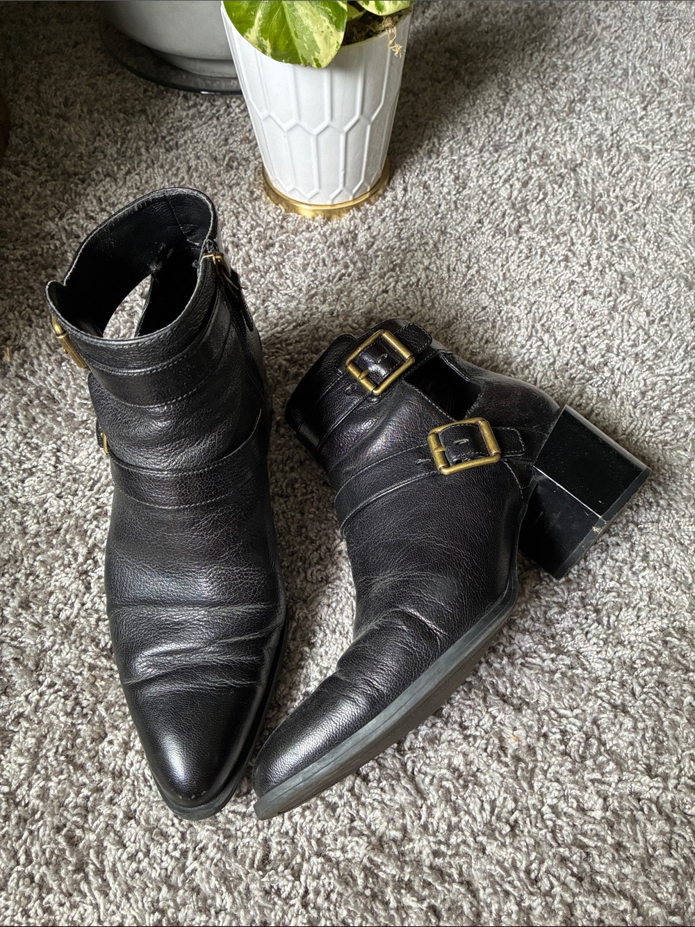 NINE WEST Leather Booties
